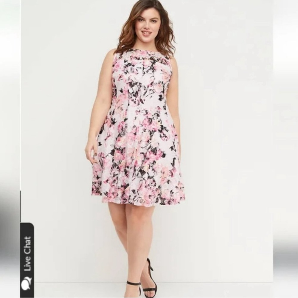 Lane Bryant Floral Lace Fit and Flare Dress